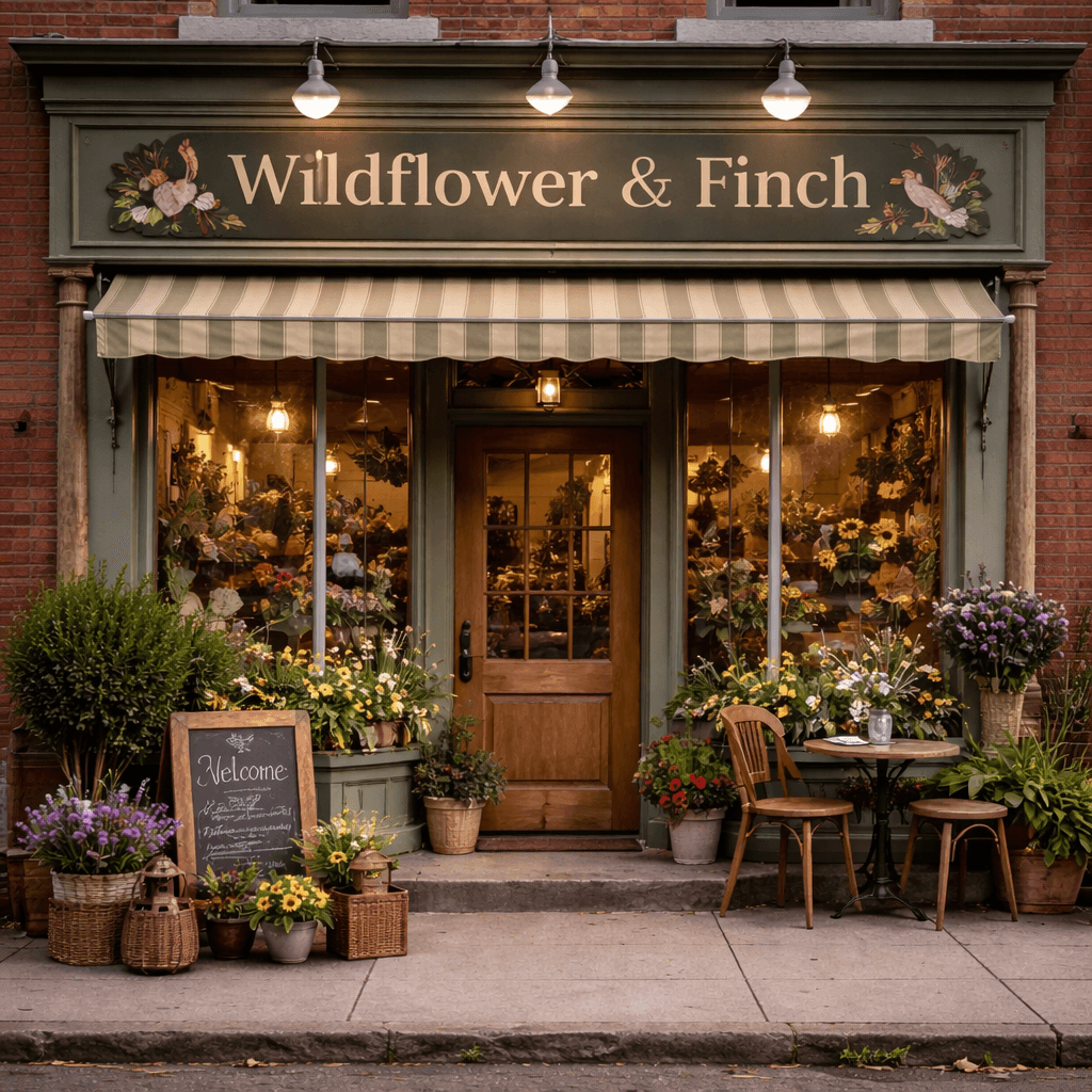 A charming local flower shop storefront